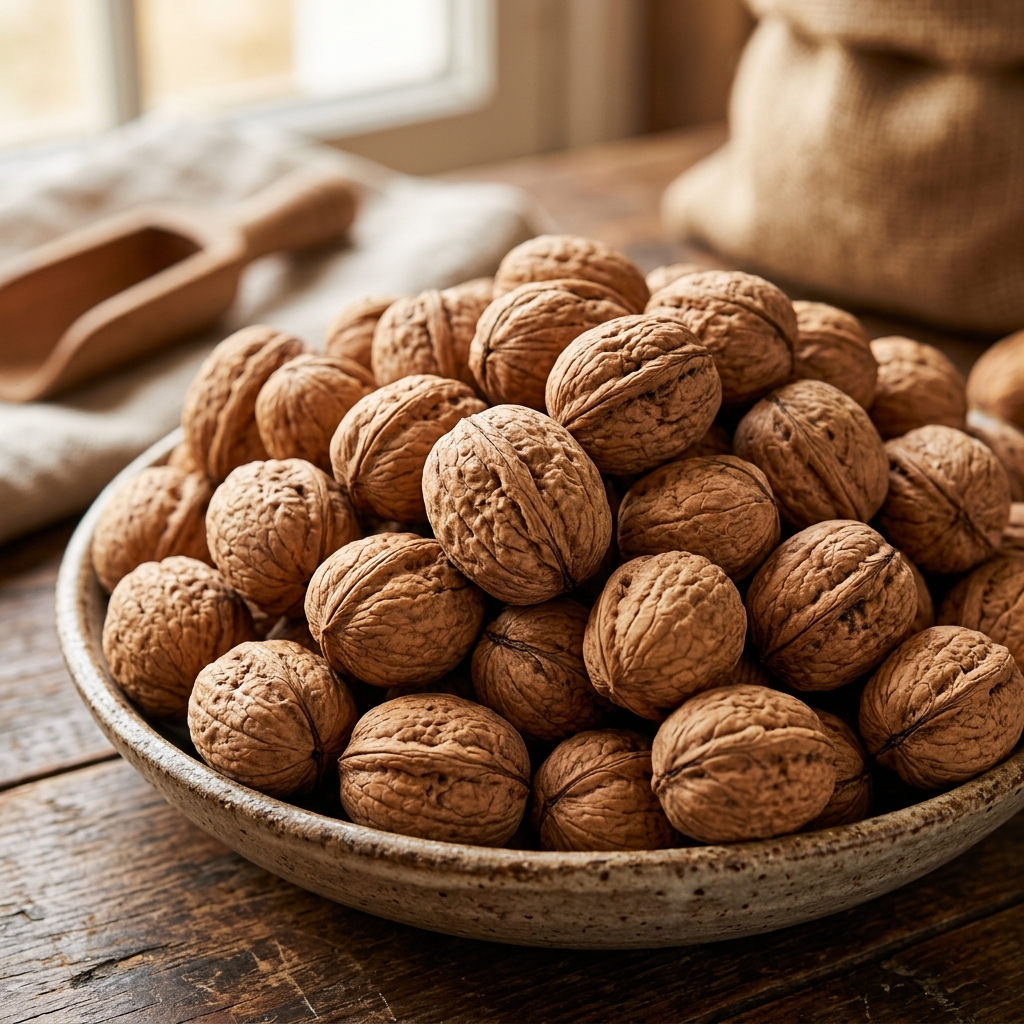 High-quality shelled raw walnuts representing bulk commodity trading